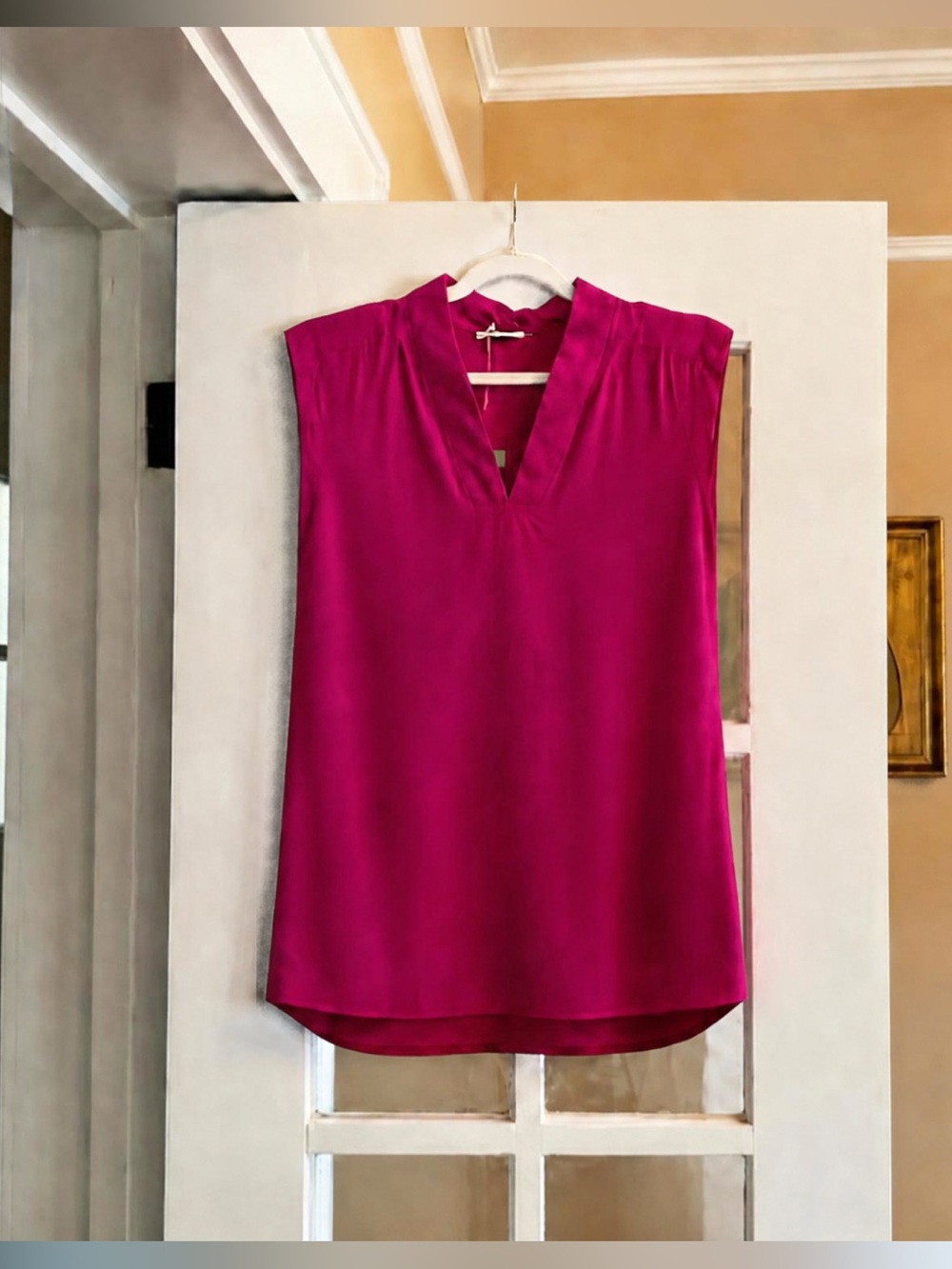 NWT Sofia Italy Shoulder Pads Boxy Blouse Top S